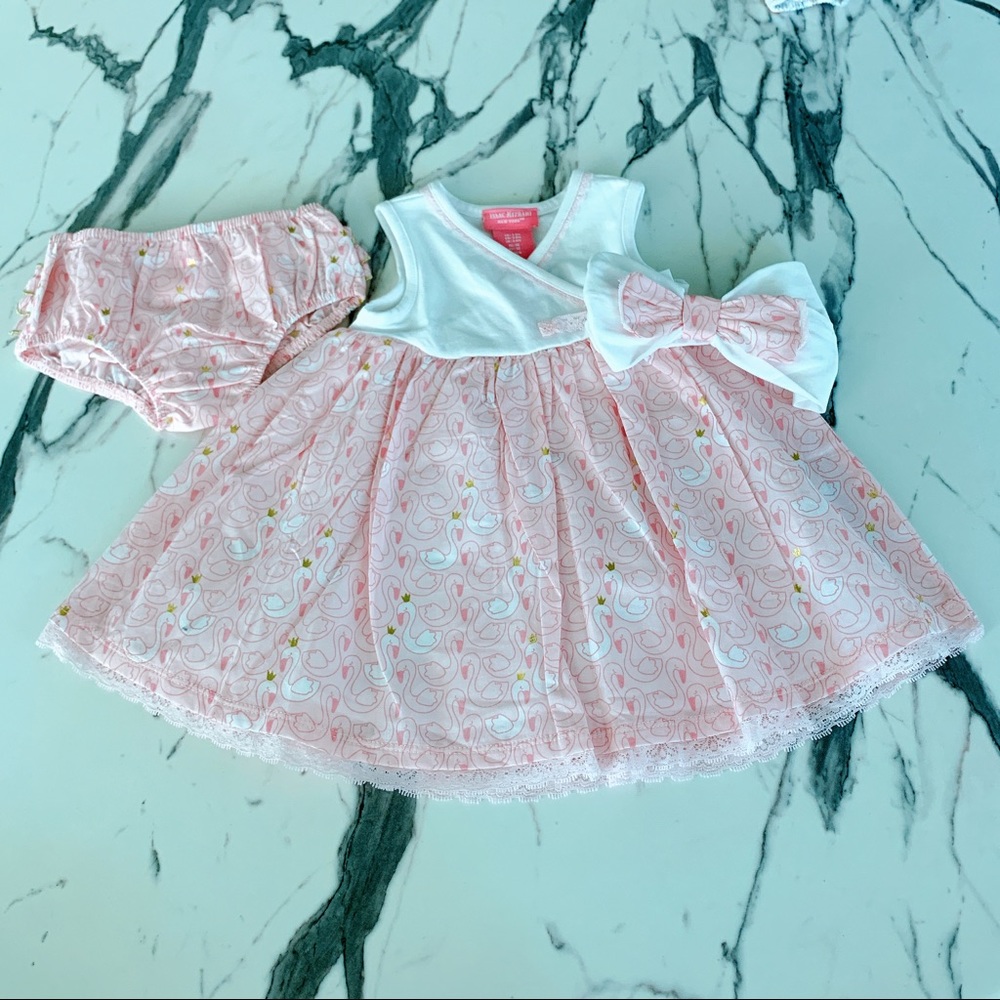 Isaac Mizrahi Baby Girl Swan Print Dress Set